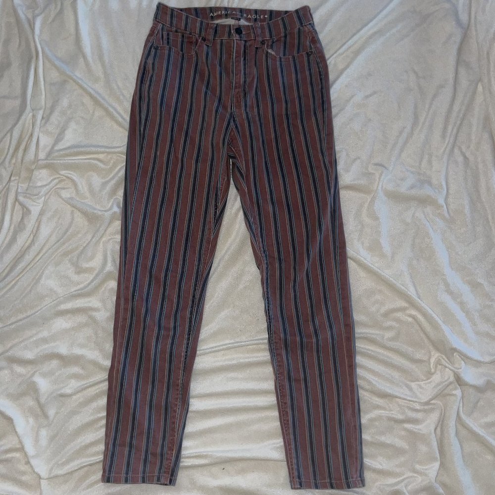 American Eagle Striped Mom Jean